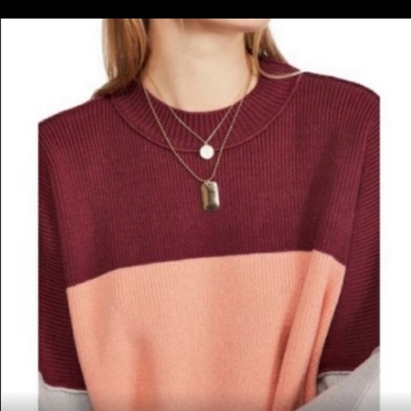 Free People Easy Street Tunic - Peach Combo | NWOT | oversized pullover sweater - Picture 4 of 7